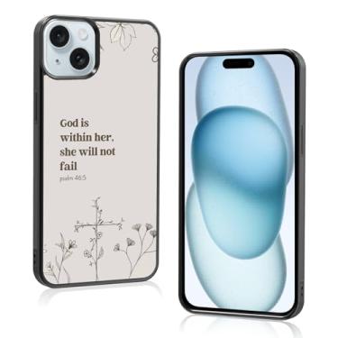 Imagem de Axulimin [God is Within Her She Will Not Fail Psalm] Bíblia cristã feminina preta capa de telefone para iPhone 15 Plus (6,7 polegadas)