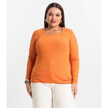Imagem de Blusa Plus Size Em Ribana Canelada Secret Glam Laranja, Plus G4, Laran