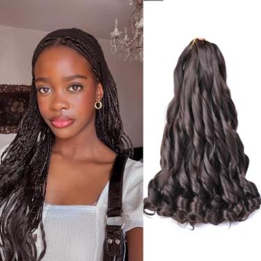 Imagem de Cabelo trançado encaracolado marrom para mulheres negras 40,6 cm 75 g/pacote de extensões de cabelo trançado pré-esticado 8 pacotes de cachos franceses saltitantes (40,6 cm, 8 pacotes, 4#)