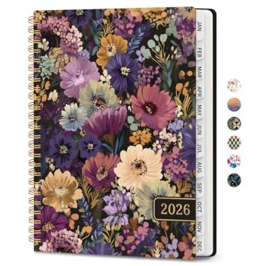 Imagem de Agenda 2026, agenda de planejamento semanal e mensal para mulheres, janeiro de 2026 a dezembro de 2026, livro de agenda de planejamento de capa dura com abas, encadernação em espiral, bolso interno