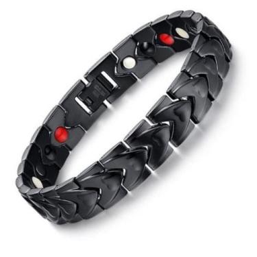 Imagem de Pulseira Bracelete  Titânio Coração Masculino Íman Neodímio - Euroimpo