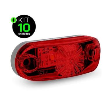 Imagem de Kit 10 Lanternas Lateral Carreta Vermelha LED 12V 24V - H3