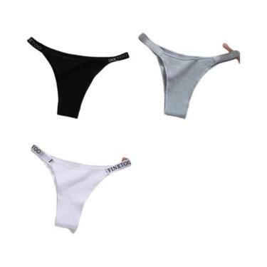 Imagem de Conjunto De 3 Calcinhas Femininas De Algodão, Tanga Sexy, Lingerie Ínt
