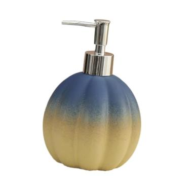 Imagem de IEUDNS Dispensador de sabonete líquido de abóbora de Halloween com bomba de garrafa decorativa multifuncional para, Azul Amarelo