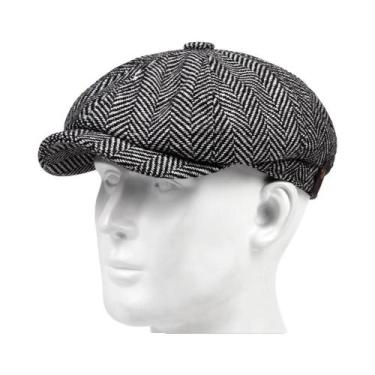 Imagem de Chapéu Boina Octogonal Vintage Masculino Com Padrão Espinha De Peixe, 