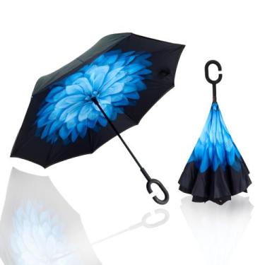 Imagem de Guarda Chuva Invertido Reforçado Tecido Duplo Para Carros  Invertido E