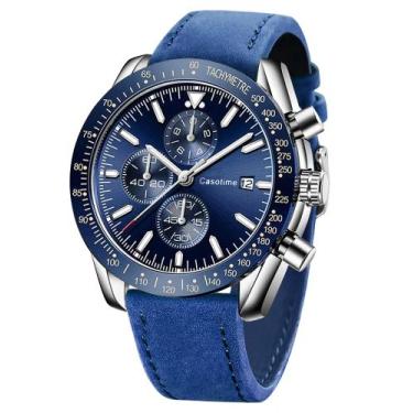 Imagem de Relógio Casotime Chronograph 30m com pulseira de couro impermeável