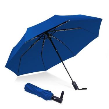 Imagem de Guarda-chuva NPCQUN Travel Essentials, compacto, à prova de vento, azu