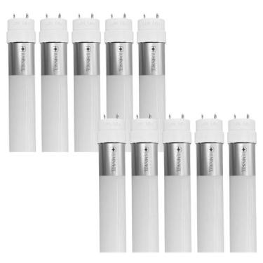Imagem de Kit 10 Lâmpadas Led Tubular T8 Bivolt 9w 60cm G13 Vidro 6500k Branco F