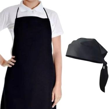 Imagem de Kit Chef Profissional Avental Bandana Cozinha Restaurante Unissex