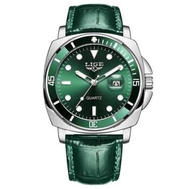 Imagem de Relógio De Pulso Masculino Com Pulseira De Couro, Luminosa, À Prova d'