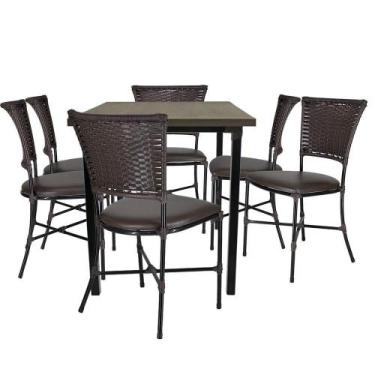 Imagem de Mesa De Seis Cadeiras Gramado Tabaco Jogo De Jardim - PANERO MÓVEIS