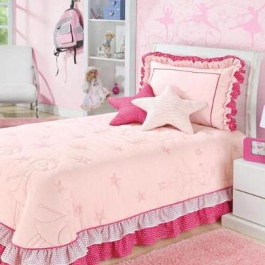 Imagem de Kit Cobre Leito Bordado Jardine Solteiro 3 Pecas - Rosa - ENXOVAIS AQU