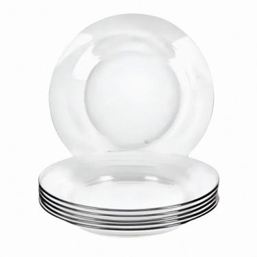 Imagem de Jogo De Pratos Fundos Kit 6 Peças Em Vidro Almoço E Jantar - CEDAR GLA