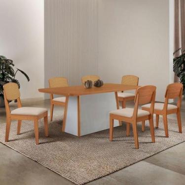 Imagem de Mesa Jantar Diane 180cm Ta Mdf Lam 6 Ca Copper Prem Moderna Veludo Cre