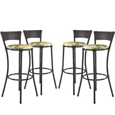 Imagem de Kit Com 4 Banquetas Alta Forts Fibra Uv Bancada, área Goumert, Bar, Pi