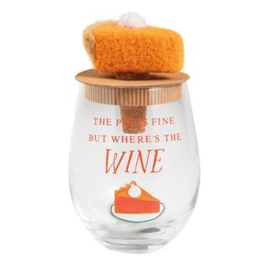 Imagem de Mud Pie Conjunto de taça de vinho e rolha de torta de Ação de Graças