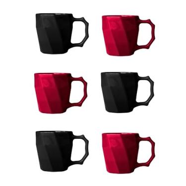 Imagem de Conjunto 6 Caneca Cerâmicas Café Leite Chá Louça Lisa 260ml Design e Cores Exclusivas - E-FCS Store (PRETO/MAGENTA)