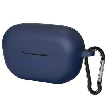 Imagem de Geekria Capa de silicone compatível com fones de ouvido JBL Endurance Race True sem fio, capa protetora para transporte com gancho para chaveiro, porta de carregamento acessível (azul)