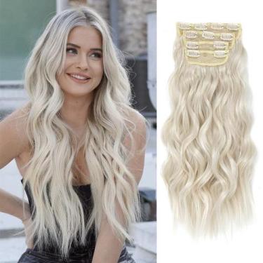 Imagem de Extensões de cabelo MSBELLE Clip em 20 cm sintético de 200 g de platin