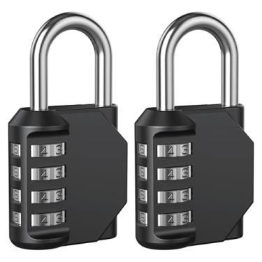 Imagem de AST Cadeado combinado, cadeado de código redefinível de 4 dígitos, pacote com 2, armário de academia escolar, armário esportivo, trava portátil de metal, cadeado combo para cerca, caixa de ferramentas