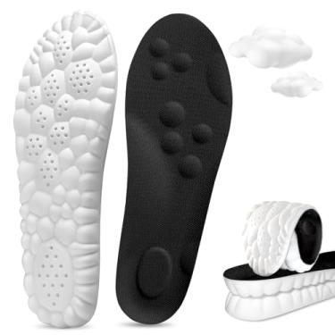 Imagem de 1 par de solas de nuvem para homens e mulheres, palmilhas de nuvem de amortecimento de espuma viscoelástica macia, ultraconfortável com suporte de arco para alívio da dor nos pés, palmilha ortopédica