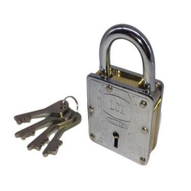 Imagem de Cadeado Inviolavel 70mm Grande Profissional Chave Frontal Anti Quebra Interno Externo Portao Fechadura Portatil