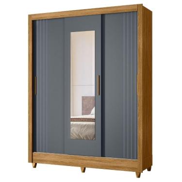 Imagem de Guarda Roupa Casal 3p Espelho 164 Cm Bolivia Freijo Cinza Moval