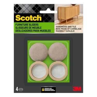 Imagem de Scotch Copos de feltro, pacote com 6 de 4 protetores de piso de perna de cadeira para pisos de madeira e azulejos