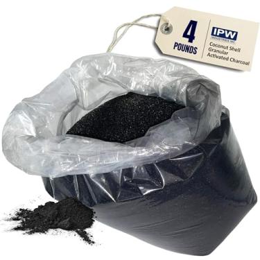 Imagem de IPW Industries Carvão ativado a granel - Carvão ativado granular (GAC) com casca de coco para filtragem de água - Meio de substituição para filtros de água de carbono pré e pós-carbono (1,8 kg)