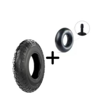 Imagem de KIT Pneu 3.50-8 + Câmara de Ar Aro 8 P/ Carrinho de Mão e Carriola - C