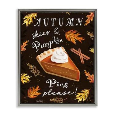 Imagem de Stupell Industries Arte de parede em tela flutuante com moldura cinza céu e tortas de abóbora, design de Elizabeth Tyndall, 80 x 63 cm