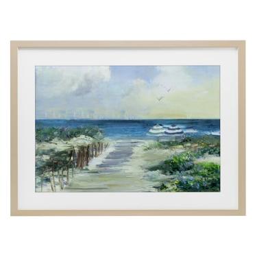 Imagem de Stupell Industries Dois guarda-chuvas de praia litoral bétula emoldurada sob vidro, design de Sally Swatland, 35,5 x 50,8 cm