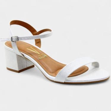 Imagem de Sandália Vizzano Linho Salto Médio Feminina - Prata, 37