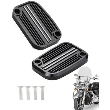 Imagem de NACORE Tampas de reservatório de fluido de embreagem e freio de motocicleta para Electra Glide, Road King, Street Glide, Road Glide, Tri Glide e mais modelos, Knight Black
