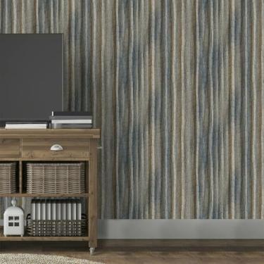 Imagem de ESSMOKO Papel de parede com fundo rachado PVC impermeável papel de parede autoadesivo quarto sala de estar dormitório restaurante adesivo de fundo decorativo azul cinza 45 * 500 cm