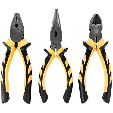 Imagem de Kit 3 Alicates Profissionais Universal Bico Meia Cana Corte Diagonal Reparos Domésticos Ferramentas Manuais de Precisão em Aço Reforçado Multifuncional Ideal para Eletricista