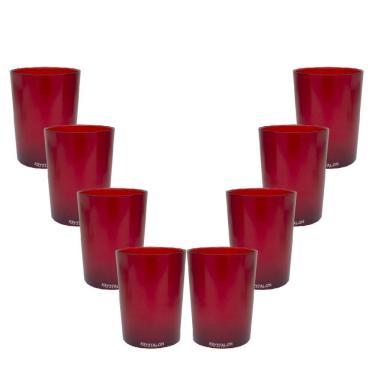 Imagem de Kit 8 copos short drink 200ml vermelho policarbonato