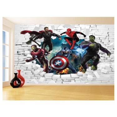 Imagem de Papel De Parede 3D Vingadores Entrando Quarto 3,5M Nhma116