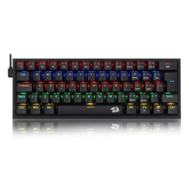 Imagem de Teclado Mecânico Gamer Redragon Fizz Rainbow Switch Brown ABNT2 Preto 