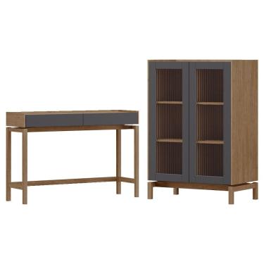 Imagem de Cristaleira 2P Vidro Canelado Aparador 2G Tauari Concret Milani Store