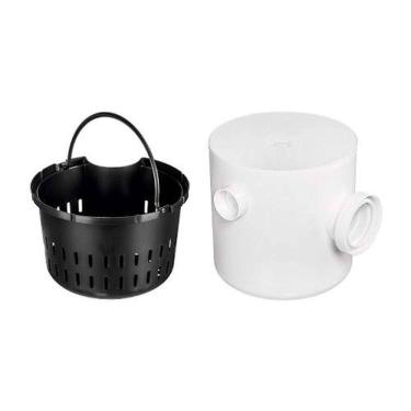 Imagem de Caixa De Gordura Redonda 250x250x75mm Com Cesto E Tampa - Pvc - Herc