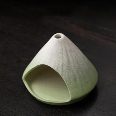 Imagem de Suporte de incenso feito à mão, em forma de fuji, lareira de cerâmica verde claro, queimador de incenso de cerâmica, queimador de incenso de cone, decoração de casa, meditação para alívio da ansiedade