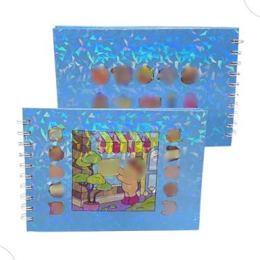 Imagem de Livro de Colorir com 48 Folhas Papel Grosso Capa Dura Brilhante Holográfica vem com folha protetora de acetato (Azul)