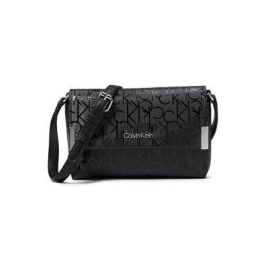 Imagem de Calvin Klein Bolsa transversal em relevo de texto, preto/preto, Preto/preto, One-Size