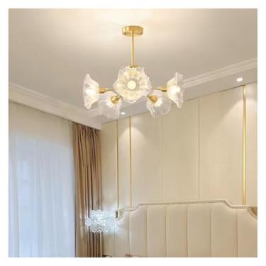 Imagem de Luminária pendente moderna para sala de estar, quarto, lustre nórdico de cobre, cozinha, sala de jantar, loft, casa de fazenda, flores de vidro, luz suspensa