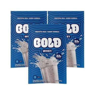 Imagem de Kit 3 Whey 22G Concentrado Sache Cookies E Cream 30G Bold
