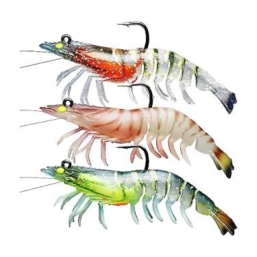 Imagem de GRFIT Ganchos de pesca de camarão silicone artificial simulação de isca de camarão macio com ganchos Wobbler de carpa para acessórios de isca de pesca anzóis (cor: A 9 cm 11,5 g 3 peças)