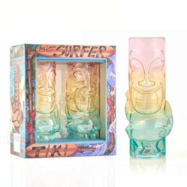 Imagem de Burns Glass Copos de coquetel Hang Loose Tiki, 590 ml, 3 cores arco-íris, conjunto de 2