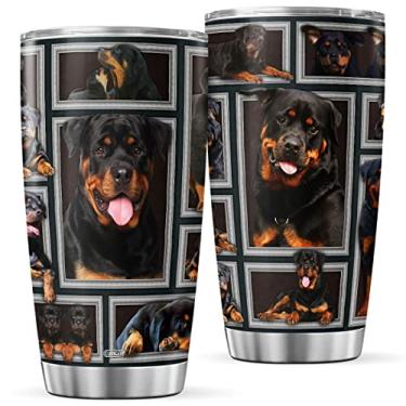 Imagem de CUBICER Copo de cachorro caneca de café de aço inoxidável com tampa 590 ml copos de viagem isolados presentes para adultos pai adolescentes homens ele amantes de animais de estimação na aposentadoria festa de aniversário de natal